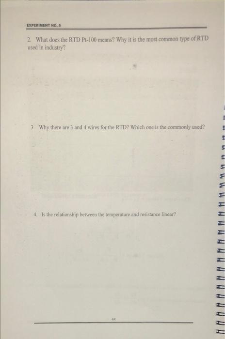 Experiment No 2 What Does The Rtd P 100 Means Why It Is The Most Common Type Of Rtd Used In Industry 3 Why There Ar 1