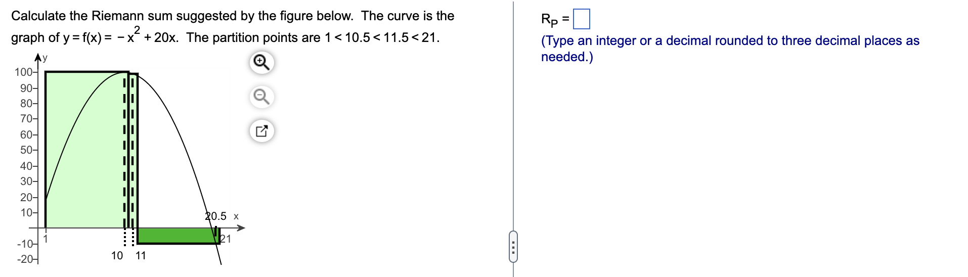 Calculate The Riemann Sum Suggested By The Figure Below The Curve Is The Graph Of Y F X X 20x The Partition 1