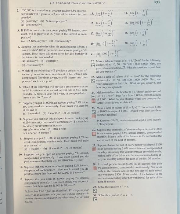 2 2 Compound Interest And The Number El 2 If 6 000 Is Invested In An Account Paying 6 5 Interest How Much Will It Gr 1