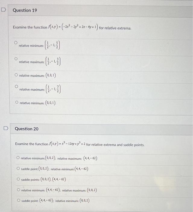 D Question 17 Find An Equation Of The Tangent Plane To The Surface X Y 2 539 At The Point 7 7 14 O 14 X 7 84 2