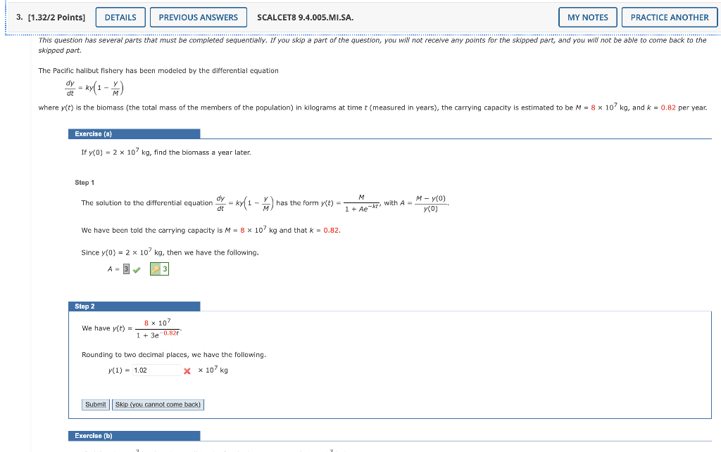3 1 32 2 Points Details This Question Has Several Parts That Must Be Completed Sequentially If You Skip A Part Of Th 1