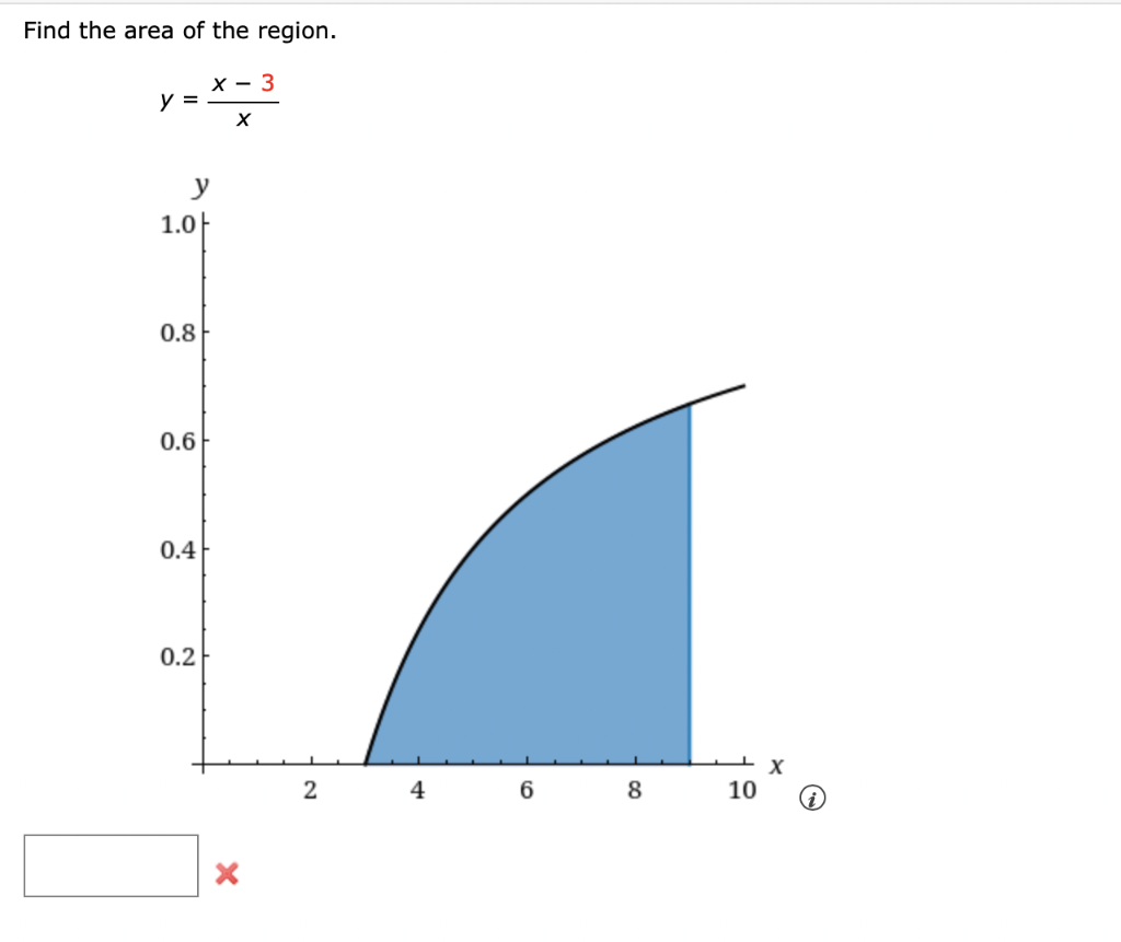 Find The Area Of The Region Y Y 1 0 0 8 0 6 0 4 X 3 X 0 2 X 2 4 6 Co 8 10 1