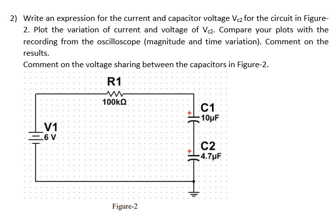 2 Write An Expression For The Current And Capacitor Voltage V2 For The Circuit In Figure 2 Plot The Variation Of Curr 1