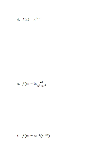 D F X Xnx E F X In X 1 F F X Sin E X 1