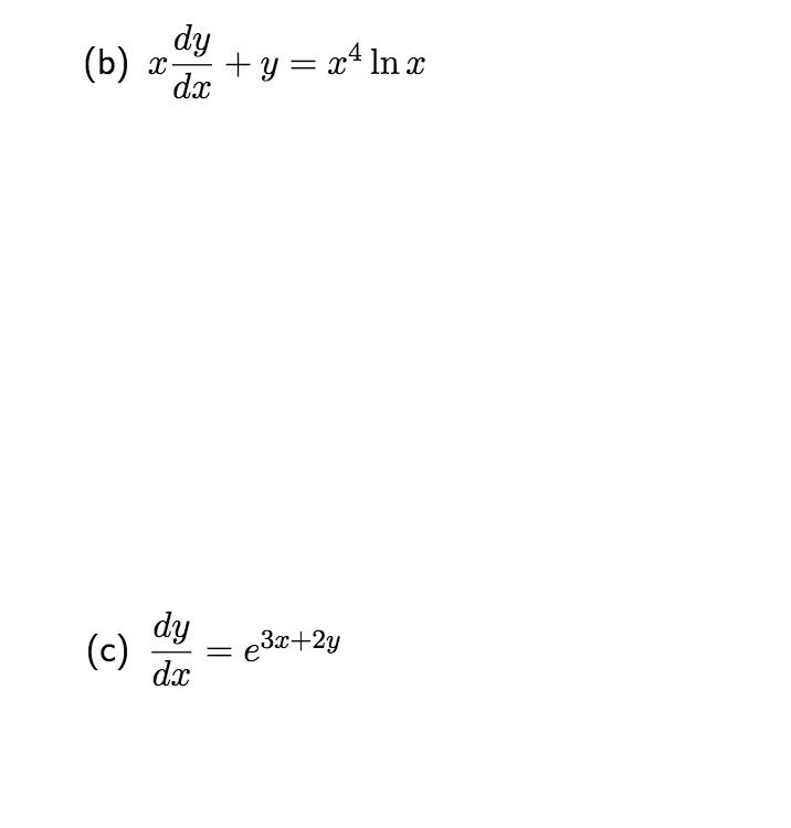 8 5 Pts Each Solve The Following Differential Equations You May Leave Your Answers In Implicit Form Unless It S Easy 2