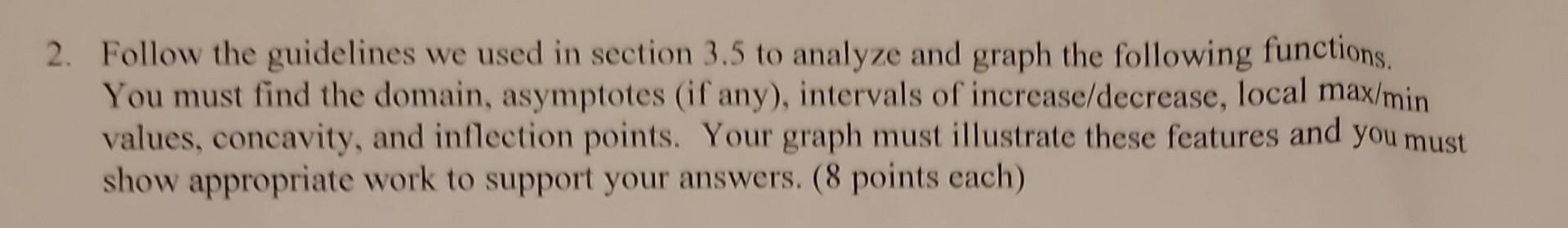 2 Follow The Guidelines We Used In Section 3 5 To Analyze And Graph The Following Functions You Must Find The Domain 1
