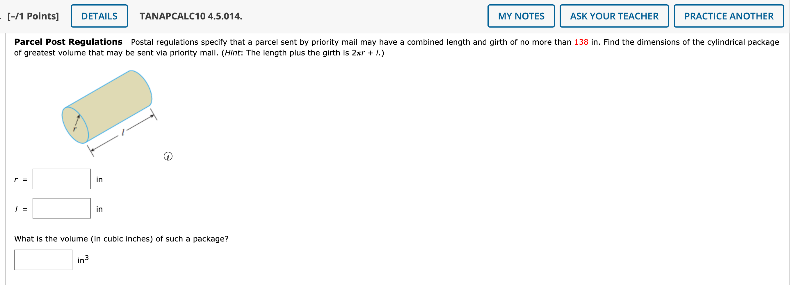 1 Points Details In Tanapcalc10 4 5 014 Parcel Post Regulations Postal Regulations Specify That A Parcel Sen 1