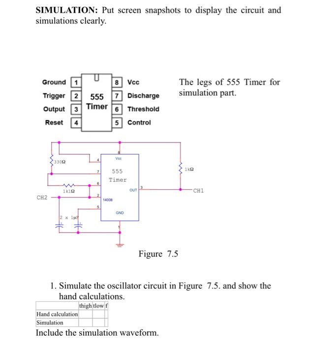 Simulation Put Screen Snapshots To Display The Circuit And Simulations Clearly The Legs Of 555 Timer For Simulation Pa 1