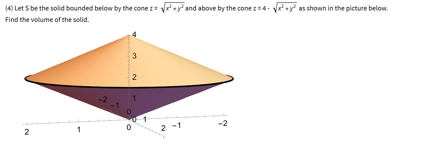 4 Let S Be The Solid Bounded Below By The Cone Z X Y And Above By The Cone Z 4 X Y As Shown In The Pi 1