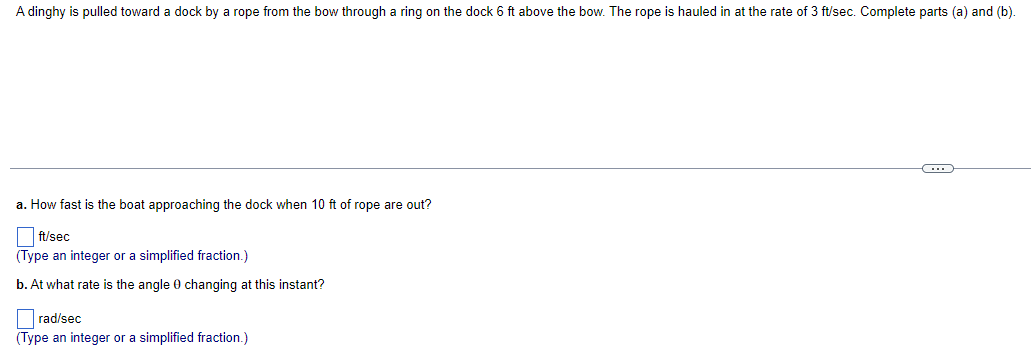 A Dinghy Is Pulled Toward A Dock By A Rope From The Bow Through A Ring On The Dock 6 Ft Above The Bow The Rope Is Haule 1