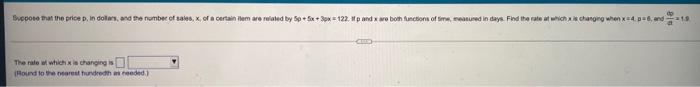 Suppose That The Price P In Dollars And The Number Of Sales X Of A Certain Item Are Related By 5p 5x 3px 122 Ifp An 1