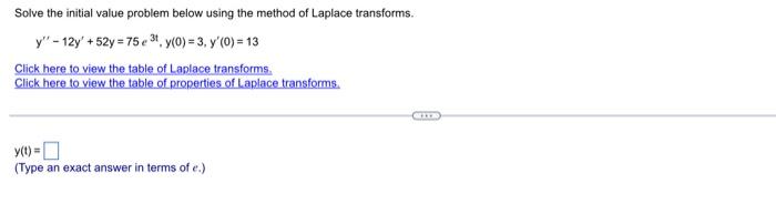 Determine The Inverse Laplace Transform Of The Function Below S 1 Click Here To View The Table Of Laplace Transforms 2