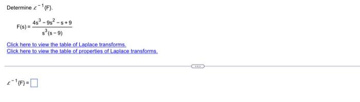 Determine F F S 45 95 5 9 F S 5 9 Click Here To View The Table Of Laplace Transforms Click Here To View 1