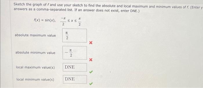 Sketch The Graph Of F And Use Your Sketch To Find The Absolute And Local Maximum And Minimum Values Of F Enter Y Answe 1