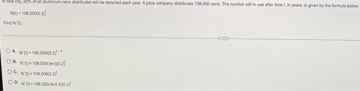 In One City 20 Of All Aluminum Cans Distributed Will Be Recycled Each Year A Juice Company Distributes 108 000 Cans 1