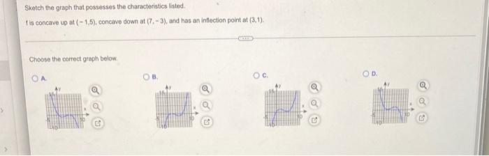 Sketch The Graph That Possesses The Characteristics Listed F Is Concave Up At 1 5 Concave Down At 7 3 And Has A 1