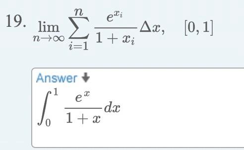19 Lim N N Answer J Exi 1 Xi Ex 1 X Dx Ax 0 1 1