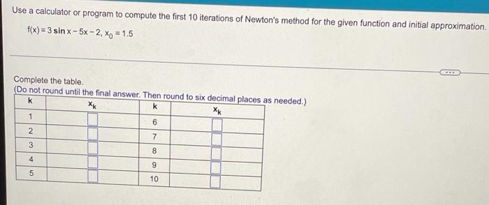 Use A Calculator Or Program To Compute The First 10 Iterations Of Newton S Method For The Given Function And Initial App 1