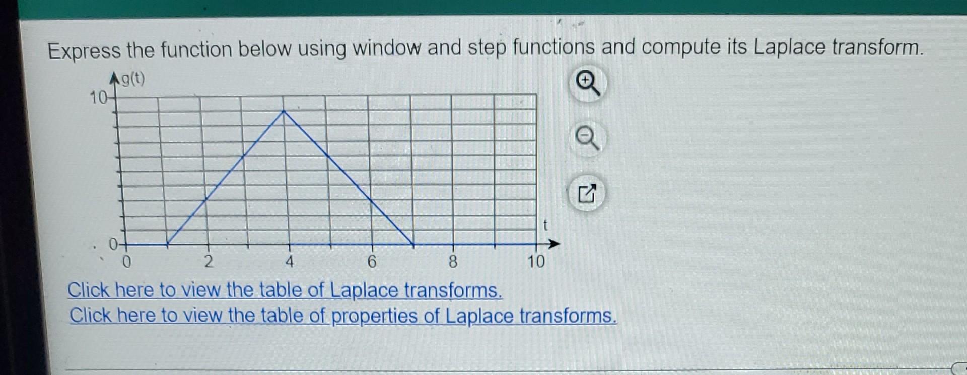 Express The Function Below Using Window And Step Functions And Compute Its Laplace Transform Ag T 104 G 0 2 4 6 8 Clic 1