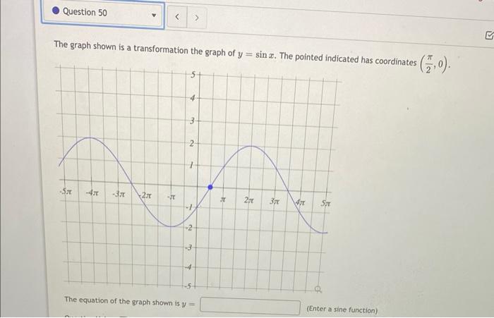 Question 50 The Graph Shown Is A Transformation The Graph Of Y Sinz The Pointed Indicated Has Coordinates 0 5 1