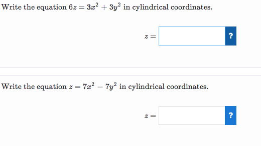 Write The Equation 6z 3x 3y In Cylindrical Coordinates Z Write The Equation Z 7x 7y In Cylindrical Coordinat 1