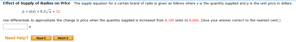 Effect Of Supply Of Radios On Price The Supply Equation For A Certain Brand Of Radio Is Given As Follows Where X Is The 1