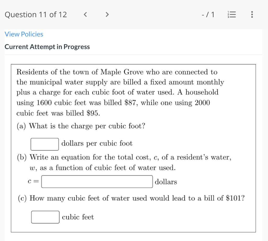 Question 11 Of 12 View Policies Current Attempt In Progress Residents Of The Town Of Maple Grove Who Are Connected To Th 1