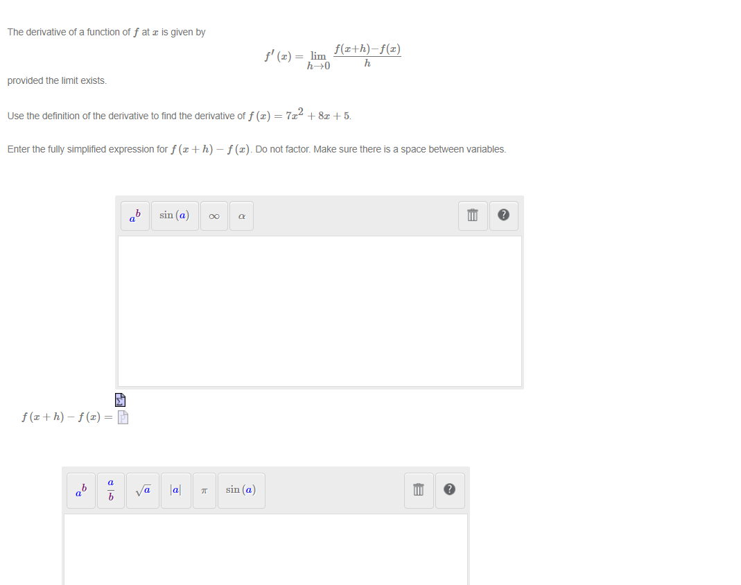 He Derivative Of A Function Of Ff At Xx Is Given By F X Limh 0f X H F X Hf X Limh 0fx H Fxh Provided The Limit Exists 1