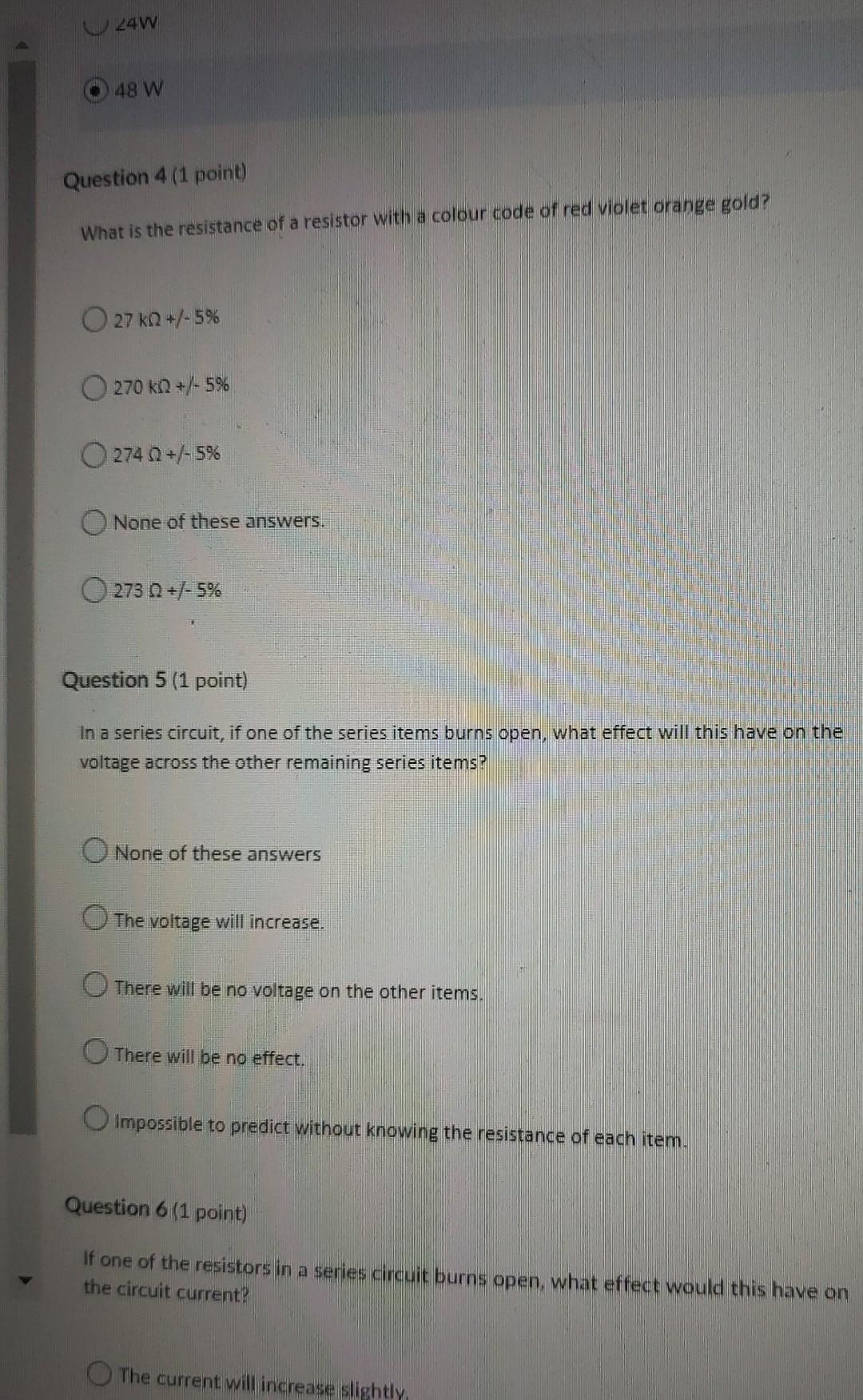 00 Time Le Impossible To Predict Without Knowing The Resistance Of Each Item Question 6 1 Point If One Of The Resisto 2
