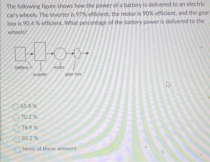 The Following Figure Shows How The Power Of A Battery Is Delivered To An Electric Car S Wheels The Inverter Is 97 Effi 1