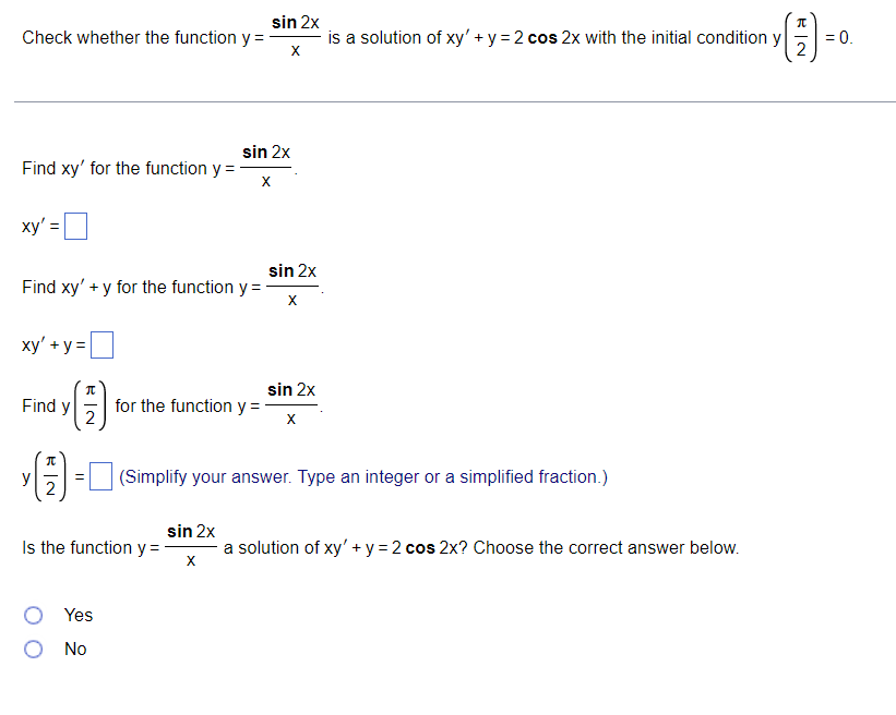 Check Whether The Function Y Find Xy For The Function Y Xy Find Xy Y For The Function Y Xy Y 1 2 1