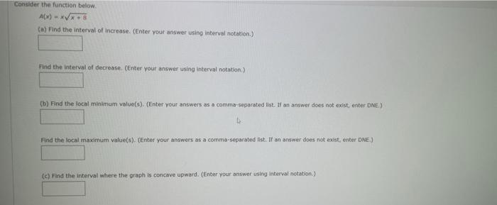 Consider The Function Below A X X X 8 Consider The Function Below A X X X 8 A Find The Interval Of Increase 2