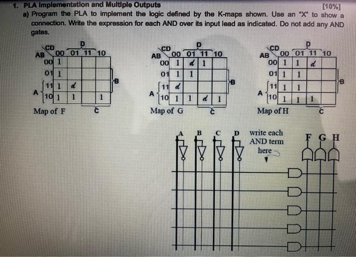 1 Pla Implementation And Multiple Outputs 10 A Program The Pla To Implement The Logic Defined By The K Maps Shown 1