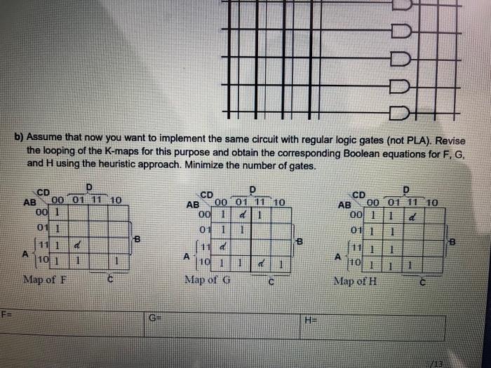1 Pla Implementation And Multiple Outputs 10 A Program The Pla To Implement The Logic Defined By The K Maps Shown 2
