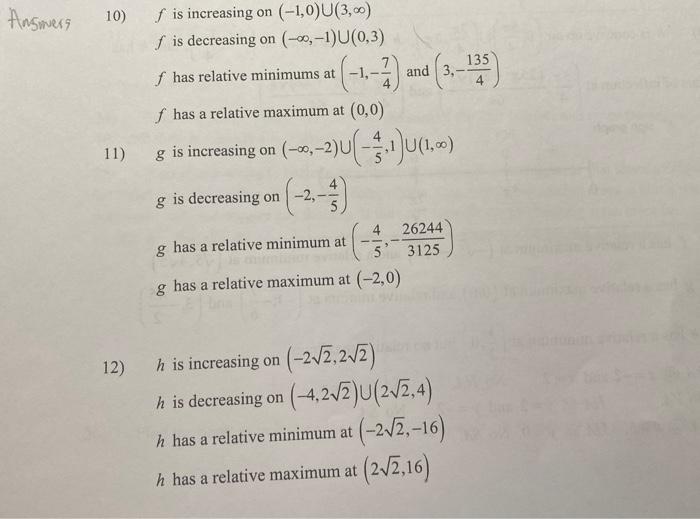 Name The Open Intervals Where The Function Is Increasing Or Decreasing And Give The Coordinates Of Its Relative Minimum 2