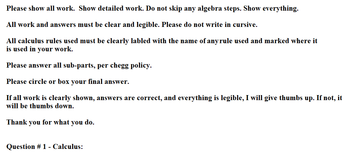 Please Show All Work Show Detailed Work Do Not Skip Any Algebra Steps Show Everything All Work And Answers Must Be C 1