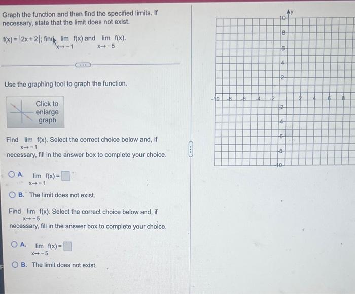 Graph The Function And Then Find The Specified Limits If Necessary State That The Limit Does Not Exist F X 2x 21 1