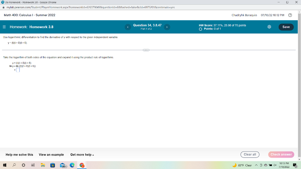 Do Homework Homework 3 8 Google Chrome Mylab Pearson Com Student Playerhomework Aspx Homeworkid 6263790498question 1