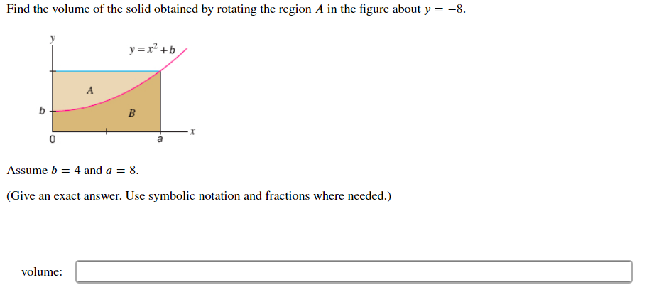 Find The Volume Of The Solid Obtained By Rotating The Region A In The Figure About Y 8 B 0 A Volume Y X B B X A 1
