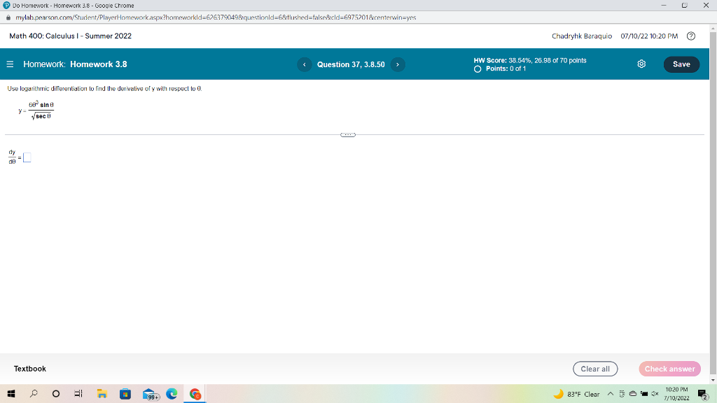 Do Homework Homework 3 8 Google Chrome Mylab Pearson Com Student Playerhomework Aspx Homeworkid 6263790498question 1