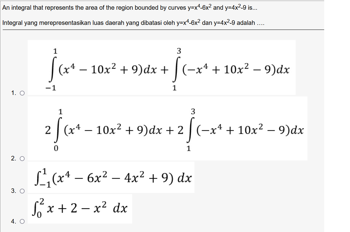 An Integral That Represents The Area Of The Region Bounded By Curves Y X4 6x And Y 4x 9 Is Integral Yang Merepresen 1