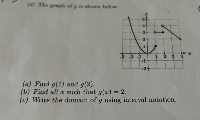 4 The Graph Of G Is Shown Below 3 2 1 5 432 3 1 2 N 3 A Find G 1 And G 2 B Find All X Such That G 1