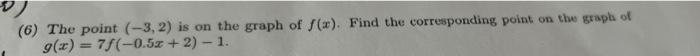 6 The Point 3 2 Is On The Graph Of F X Find The Corresponding Point On The Graph Of G X 7f 0 5x 2 1 1
