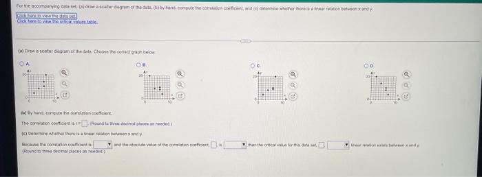 For The Accompanying Data Set A Draw A Scater Dagram Of The Data B By Hand Compute The Correlation Coeficient And 1
