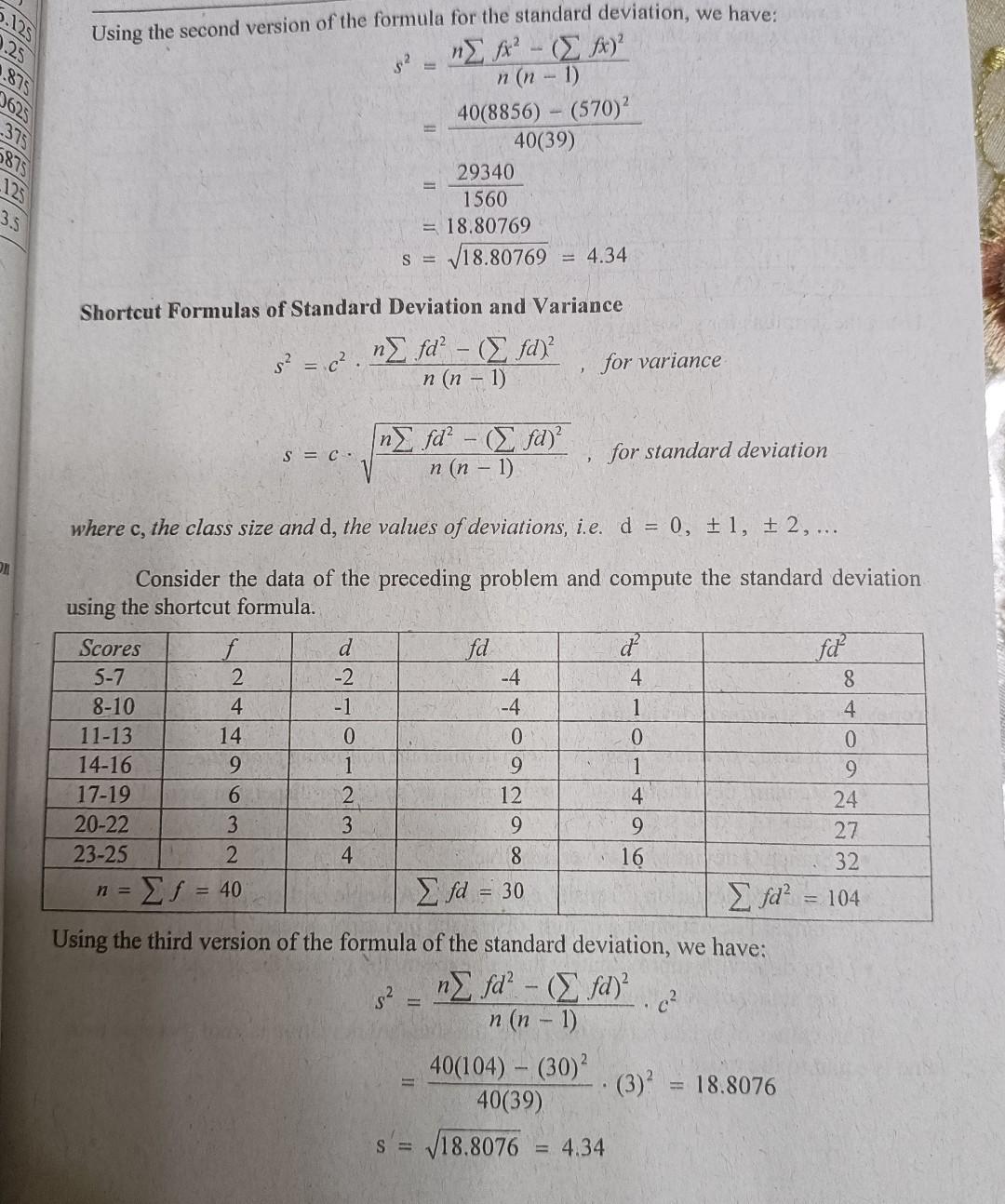 84 Chap 4 Measures Of Dispersion And Skewness 4 Find The Standard Deviation And The Variance Using The 2 Methods With 2