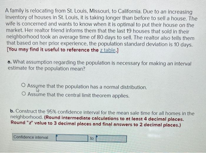 A Family Is Relocating From St Louis Missouri To California Due To An Increasing Inventory Of Houses In St Louis I 1