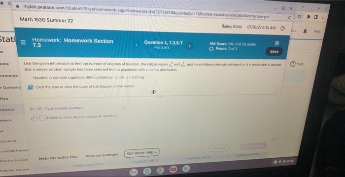 Stati Homework Homework Section 7 3 S Ome Cements Contents Plan Ments Ebook Mylab Pearson Com Student Playerhomework As 1