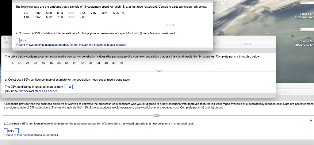 The Following Data Are The Amounts That A Sample Of 15 Customers Spent For Lunch At A Fast Food Restaurant Complete 1