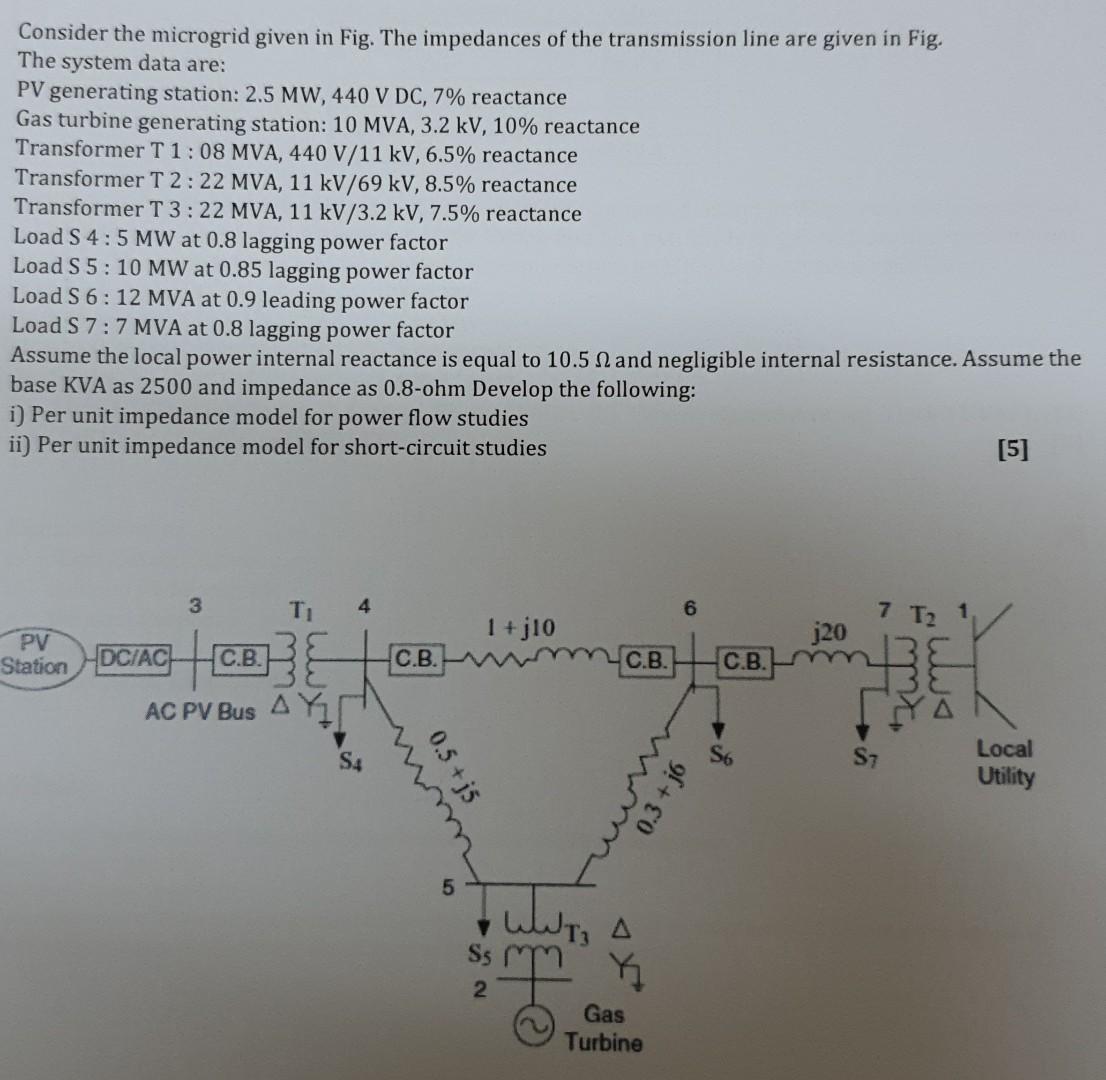 Consider The Microgrid Given In Fig The Impedances Of The Transmission Line Are Given In Fig The System Data Are Pv G 1