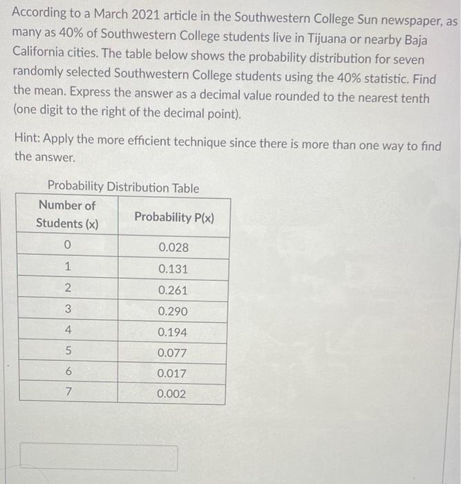 According To A March 2021 Article In The Southwestern College Sun Newspaper As Many As 40 Of Southwestern College Stud 1